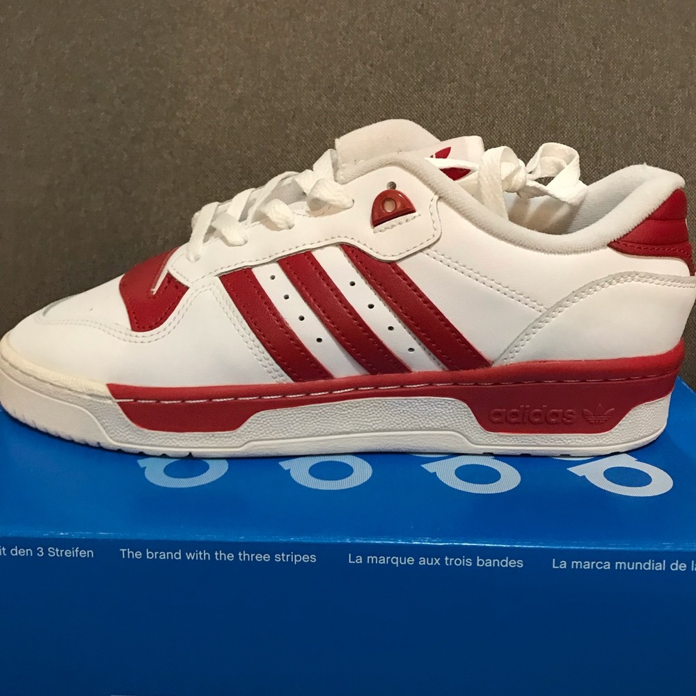 Adidas White and Red Classic Sneakers